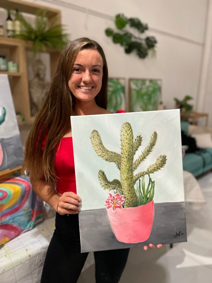 Water Colour Cactus Painting on Canvas