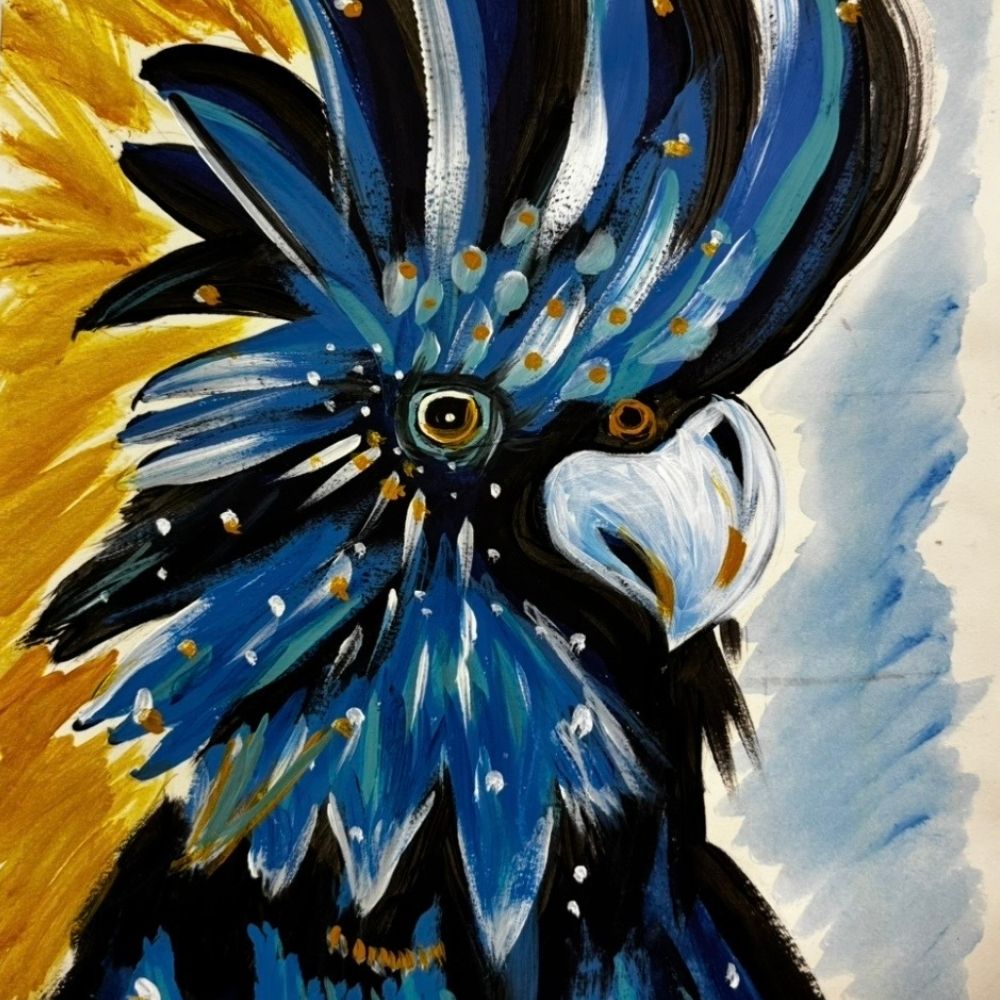 Painting of an Australian Black Cockatoo